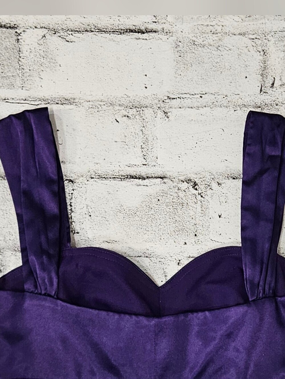 Morgan & Co Purple Satin Cocktail Dress Sweetheart Sheath Size 3 4 - Picture 11 of 14